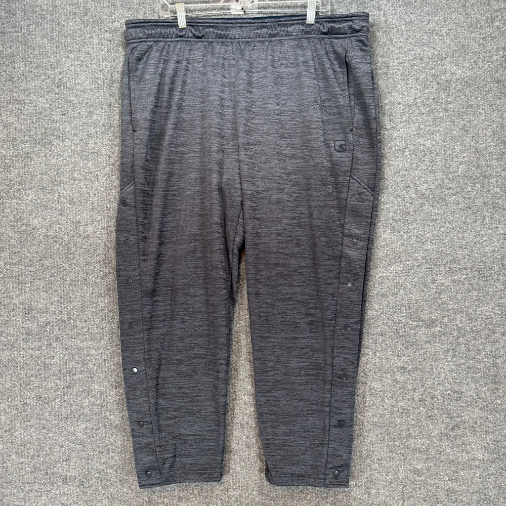AND1 Streetball Pants Mens 2XL Gray Breakaway Snap Up Basketball Sweatpants Y2K